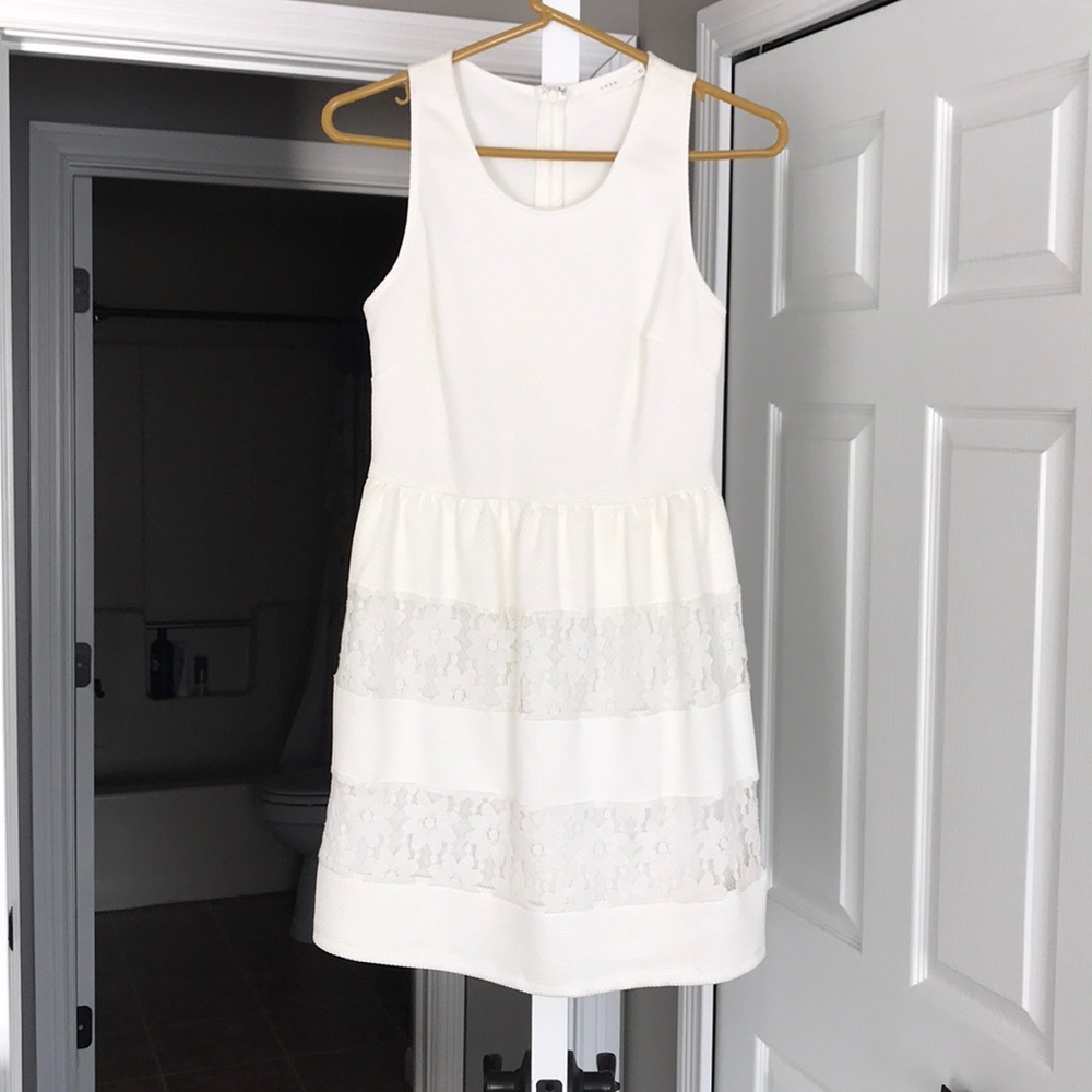 White/cream skater dress with lace detail